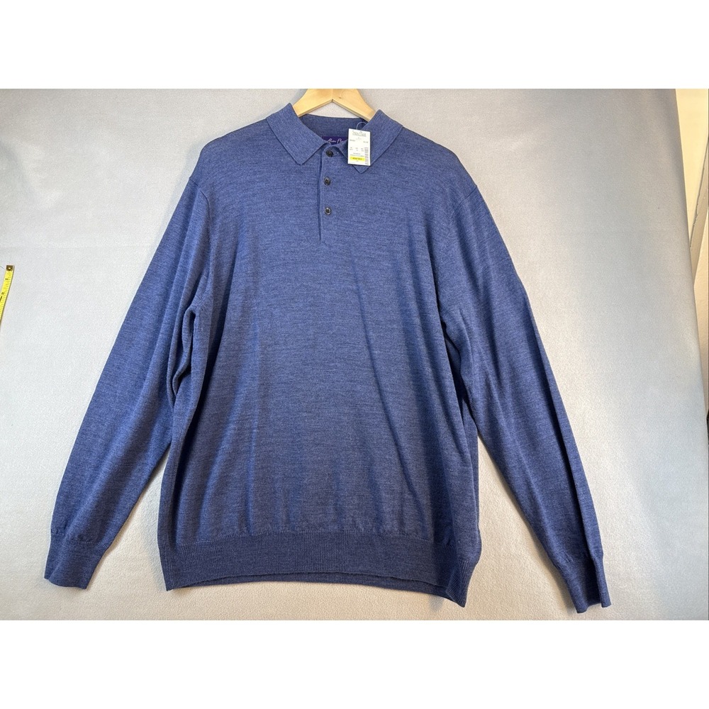 Alan Flusser shirt Men's Size XL Long Sleeve Brand New 100% Merino Wool Blue